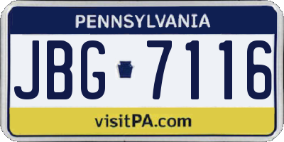 PA license plate JBG7116