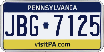 PA license plate JBG7125