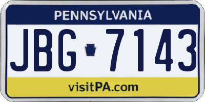 PA license plate JBG7143