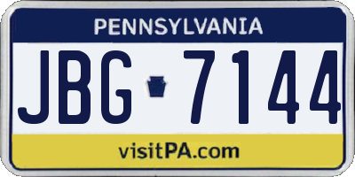 PA license plate JBG7144
