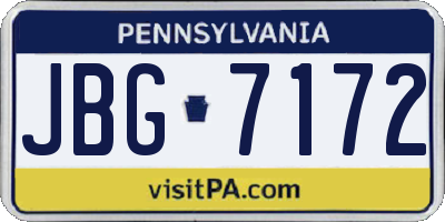 PA license plate JBG7172