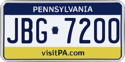 PA license plate JBG7200