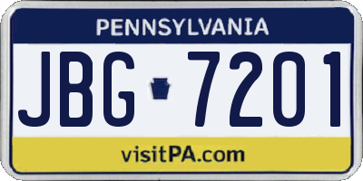 PA license plate JBG7201