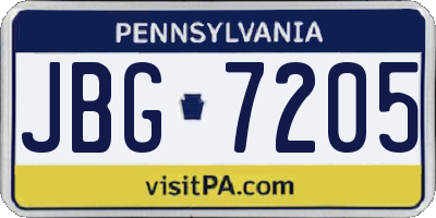 PA license plate JBG7205