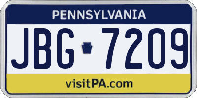 PA license plate JBG7209