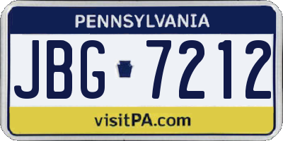 PA license plate JBG7212