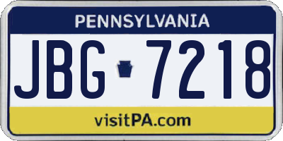 PA license plate JBG7218