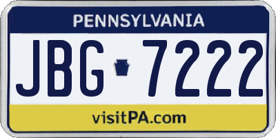 PA license plate JBG7222