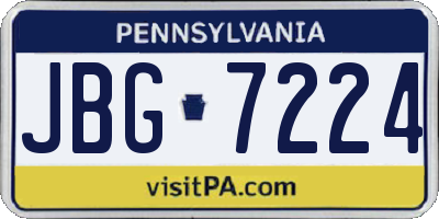 PA license plate JBG7224