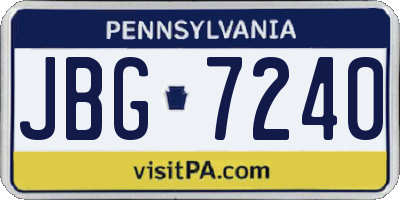 PA license plate JBG7240