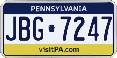 PA license plate JBG7247