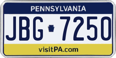 PA license plate JBG7250