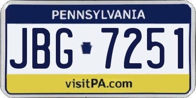 PA license plate JBG7251