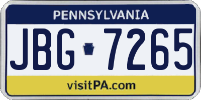 PA license plate JBG7265