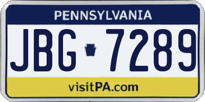 PA license plate JBG7289