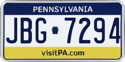 PA license plate JBG7294