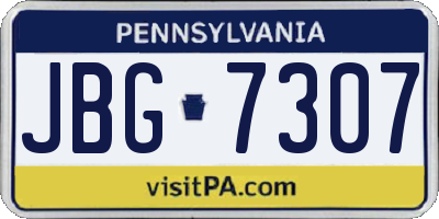 PA license plate JBG7307