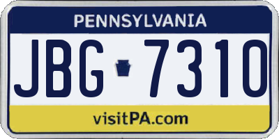 PA license plate JBG7310