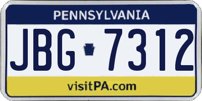 PA license plate JBG7312