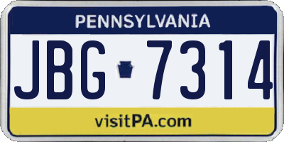 PA license plate JBG7314