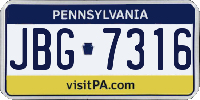 PA license plate JBG7316