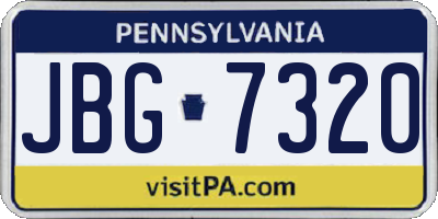 PA license plate JBG7320