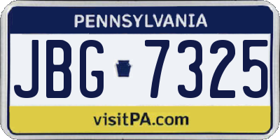 PA license plate JBG7325