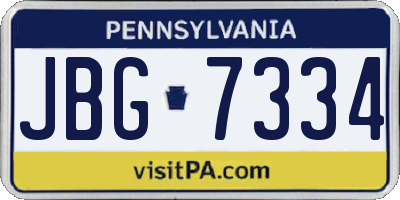 PA license plate JBG7334