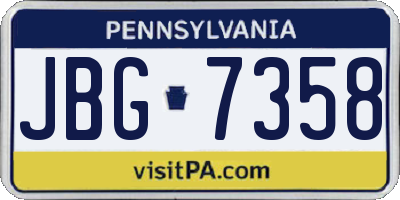 PA license plate JBG7358