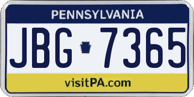 PA license plate JBG7365