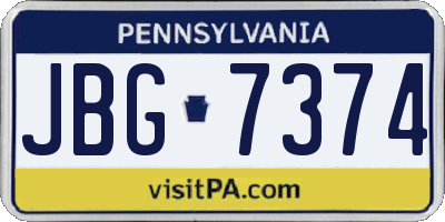 PA license plate JBG7374