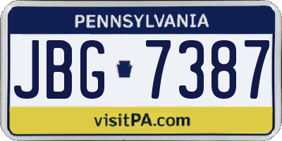 PA license plate JBG7387