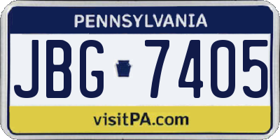 PA license plate JBG7405