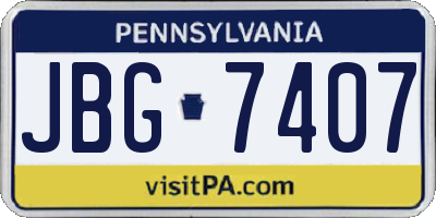 PA license plate JBG7407