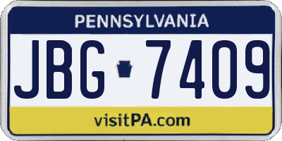 PA license plate JBG7409