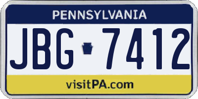 PA license plate JBG7412