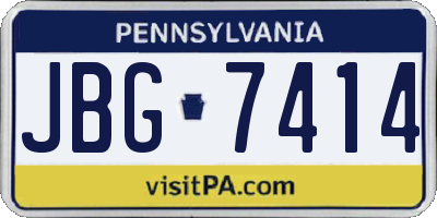PA license plate JBG7414