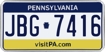 PA license plate JBG7416