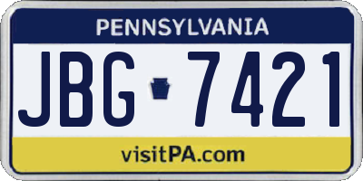 PA license plate JBG7421