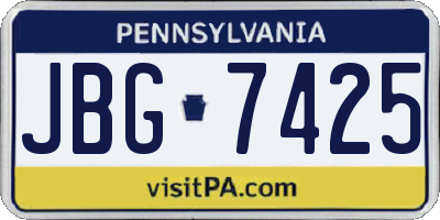 PA license plate JBG7425