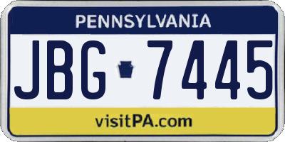 PA license plate JBG7445