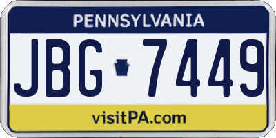 PA license plate JBG7449