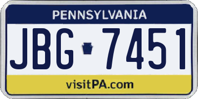 PA license plate JBG7451