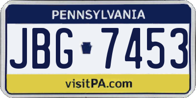 PA license plate JBG7453