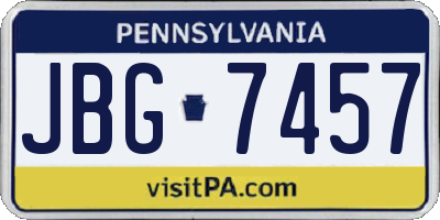 PA license plate JBG7457