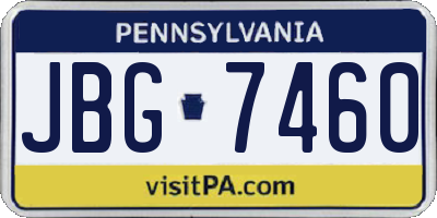 PA license plate JBG7460