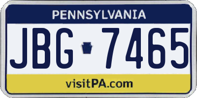 PA license plate JBG7465