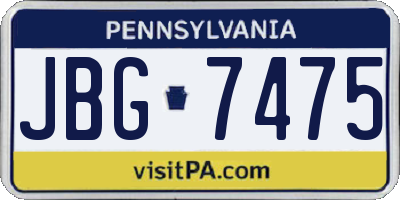 PA license plate JBG7475