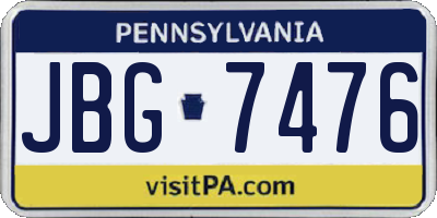 PA license plate JBG7476