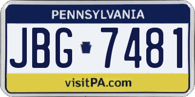 PA license plate JBG7481